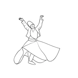 Whirling Dervish Free Coloring Page for Kids