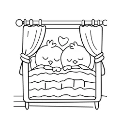 Sweet Bird Couple Bedtime Free Coloring Page for Kids