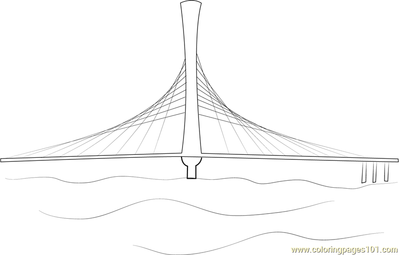 Yamuna River Coloring Page for Kids - Free Bridges Printable Coloring