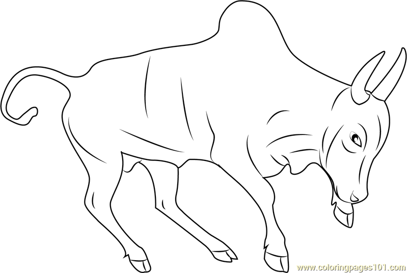 Indian Bull Coloring Page for Kids - Free Bull Printable Coloring Pages