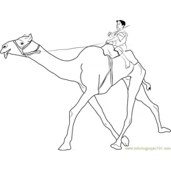 Boy Sitting on Camel Free Coloring Page for Kids