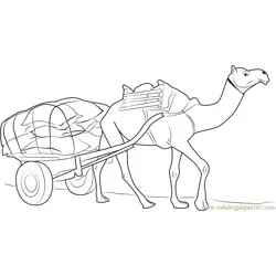 Working Camel Free Coloring Page for Kids