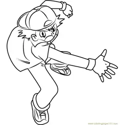 Ash throwing a Pokeball Free Coloring Page for Kids