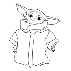 Baby Yoda 1 Free Coloring Page for Kids