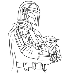 Baby Yoda 4 Free Coloring Page for Kids