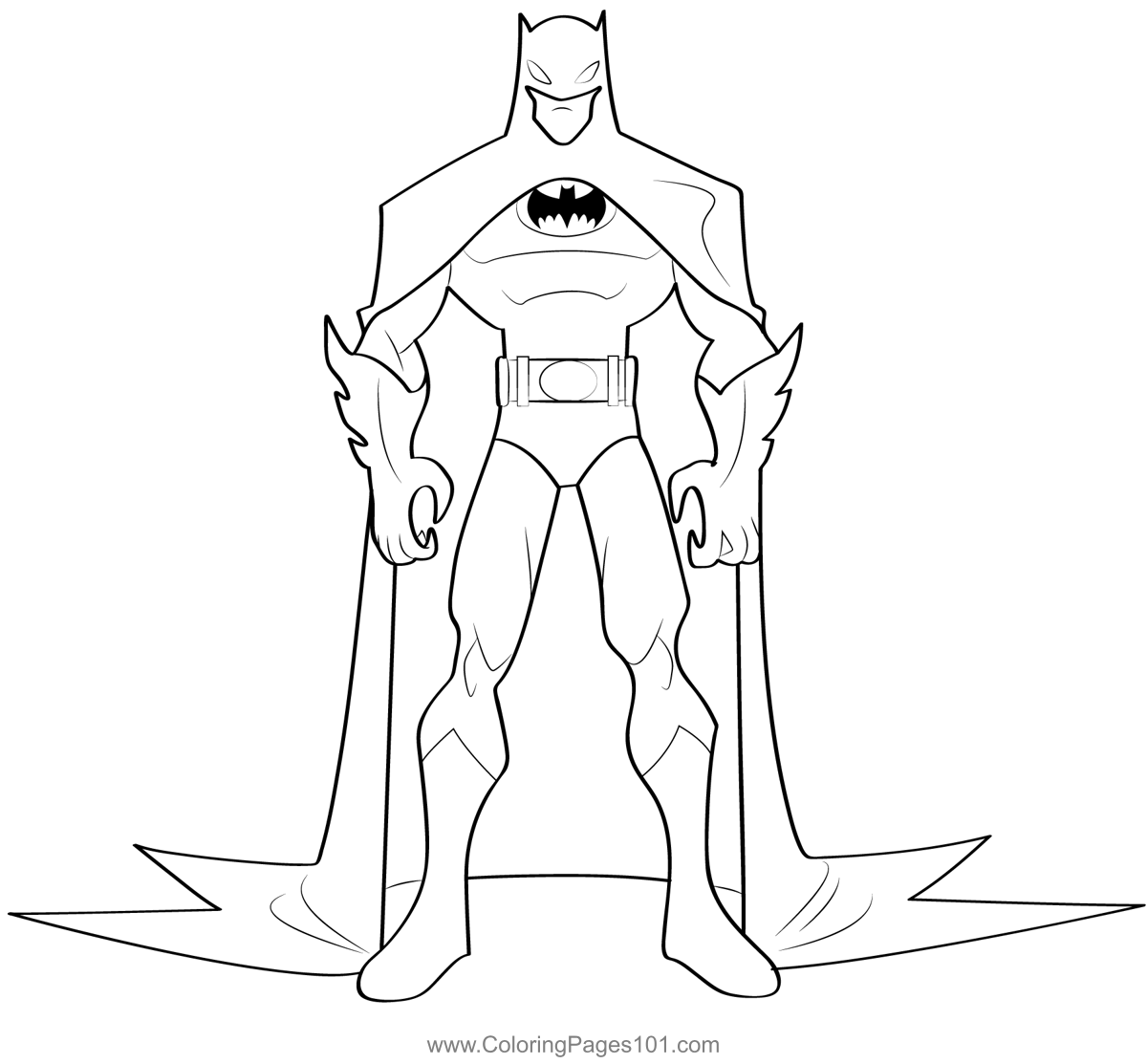 Standing Batman Coloring Page for Kids - Free Batman Printable Coloring