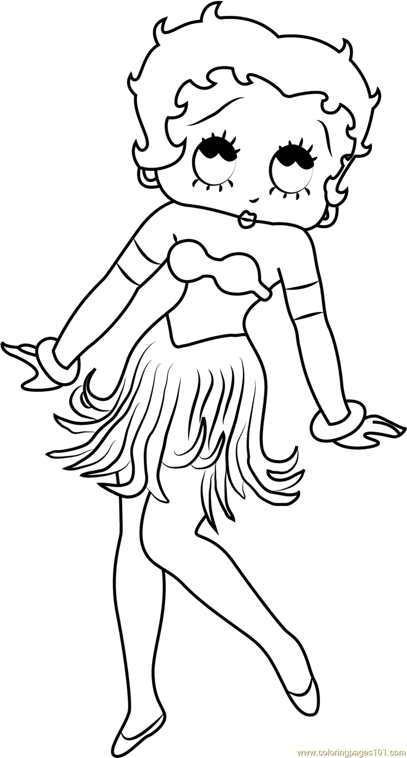 Betty Boop Dancing Coloring Page for Kids - Free Betty Boop Printable