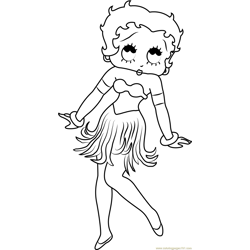 Betty Boop Dancing Free Coloring Page for Kids