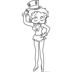 Betty Boop Independace day Free Coloring Page for Kids