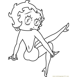 Betty Boop Looking Back Free Coloring Page for Kids
