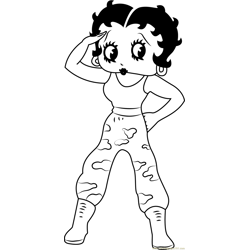 Betty Boop Looking Someone Free Coloring Page for Kids
