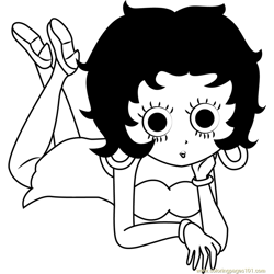Betty Boop Looking at You Free Coloring Page for Kids