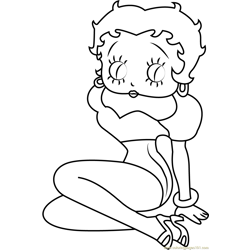 Betty Boop Sitting Free Coloring Page for Kids