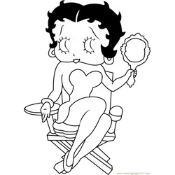 Betty Boop Sitting on Chair Free Coloring Page for Kids