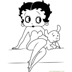 Betty Boop and her Dog Free Coloring Page for Kids