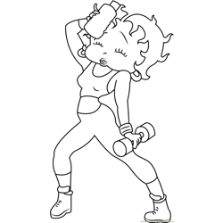 Betty Boop doing Workout Free Coloring Page for Kids
