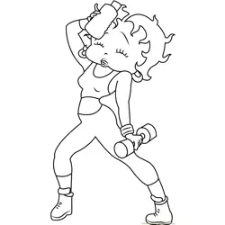 Betty Boop doing Workout Free Coloring Page for Kids