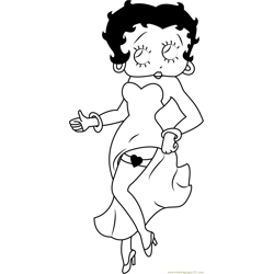 Betty Boop in Red Long Dress Free Coloring Page for Kids