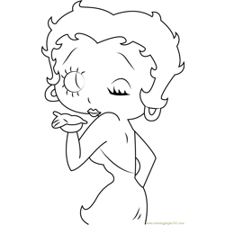 Kiss of Betty Boop Free Coloring Page for Kids