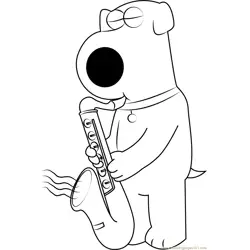 Brian Griffin Playing Saxophone Free Coloring Page for Kids