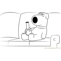 Brian Griffin Sitting on Sofa Free Coloring Page for Kids