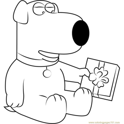 Brian Griffin having Gift Free Coloring Page for Kids