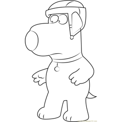 Brian Griffin wearing Helmet Free Coloring Page for Kids