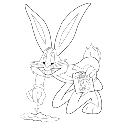 Bugs Bunny Carrot Seedlings Free Coloring Page for Kids