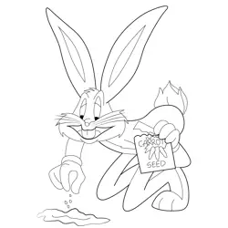 Bugs Bunny Carrot Seedlings Free Coloring Page for Kids