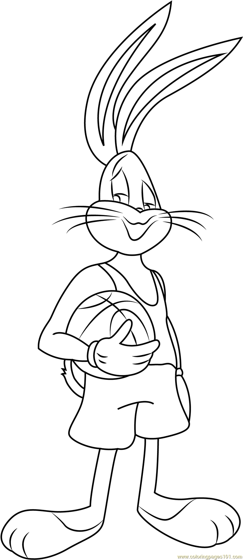 Bugs Bunny with Football Coloring Page for Kids - Free Bugs Bunny