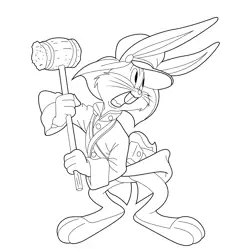Bunny With Hammer Free Coloring Page for Kids