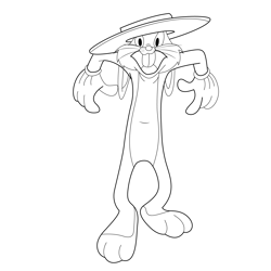 Dancing Bugs Bunny Free Coloring Page for Kids