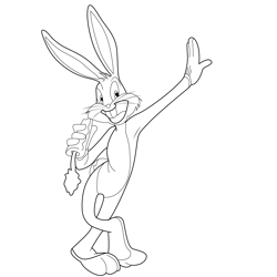 Eating Carrot Bugs Bunny Free Coloring Page for Kids