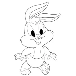 Little Bugs Bunny Walking Free Coloring Page for Kids