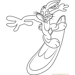 Bugs Bunny Surfing Free Coloring Page for Kids