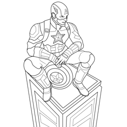Captain America Sitting On Tower Free Coloring Page for Kids