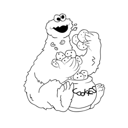 Cookie Monster 2 Free Coloring Page for Kids