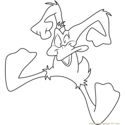 Daffy Duck Jumping Free Coloring Page for Kids