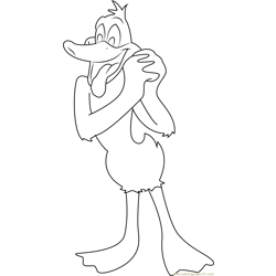 Daffy Duck Looking Funny Free Coloring Page for Kids