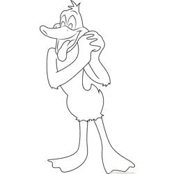 Daffy Duck Looking Funny Free Coloring Page for Kids