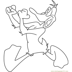 Daffy Duck Ready to Fight Free Coloring Page for Kids