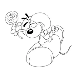 Diddl With Rose Free Coloring Page for Kids