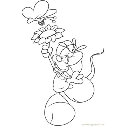 Diddlina with Butterfly Free Coloring Page for Kids