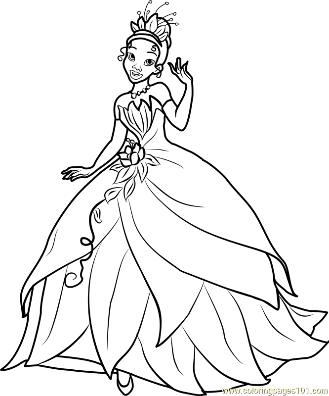 Princess Tiana Coloring Page For Kids Free Disney Princesses Printable Coloring Pages Online