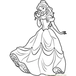 Princess Belle Free Coloring Page for Kids