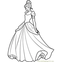 Princess Cinderella Free Coloring Page for Kids