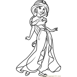 Princess Jasmine Free Coloring Page for Kids