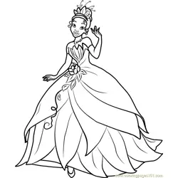 Princess Tiana Free Coloring Page for Kids