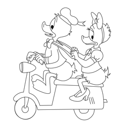 Donald Duck And Daisy Free Coloring Page for Kids