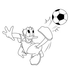 Donald Duck Kick The Football Free Coloring Page for Kids